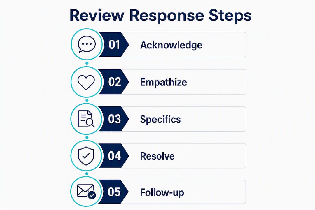 Infographic showing review response steps