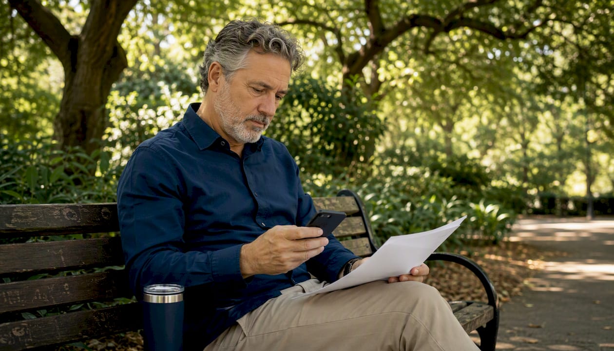 Marketing consultant reviewing local campaign checklist