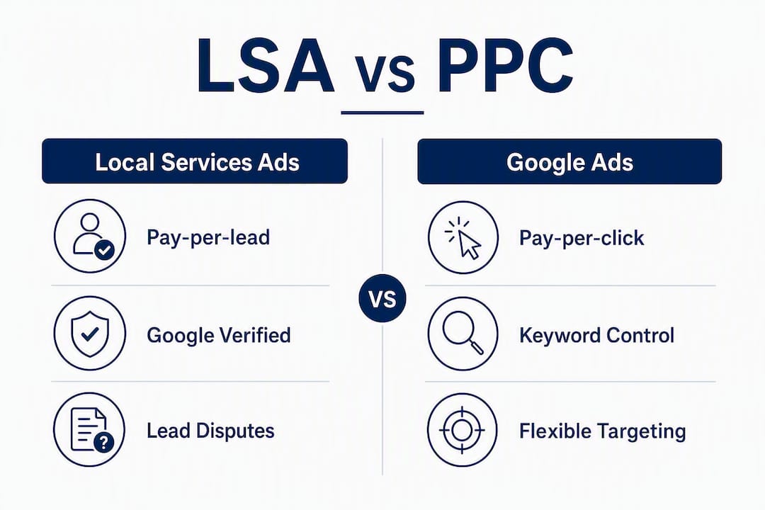 Infographic comparing Local Services Ads and Google Ads